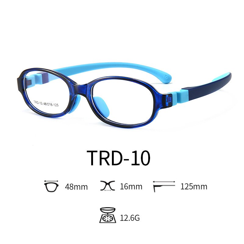 TR90 Silikon Gläser freundlicher flexibel Schutzhülle freundlicher Brille Dioptrien Brillen Gummi Art Spektakel Rahmen Junge Mädchen: C3 Blau Schwarz