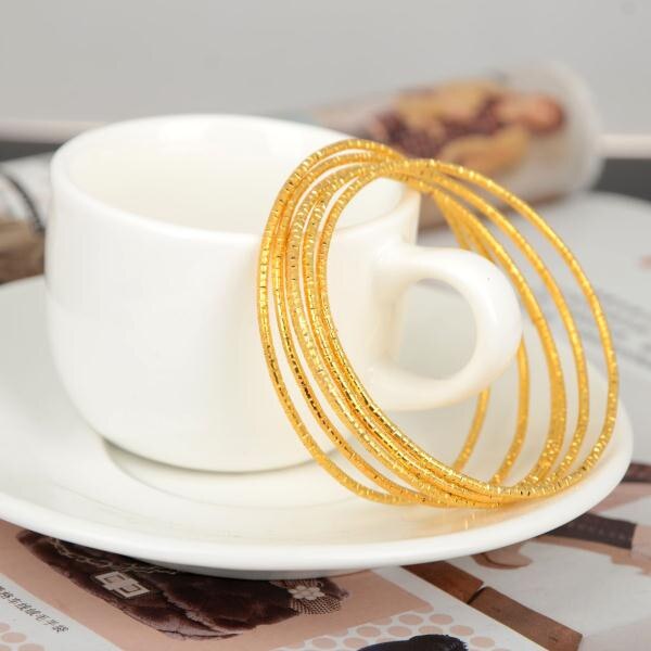 3Pcs/Set Gold Color Alloy Children Golden Bangle Simple Bangles&amp;Bracelets For Girl Birthday Accessories: 6pcs for lot