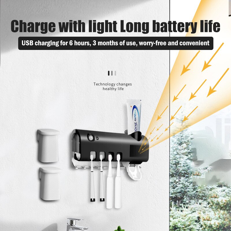 UV Zahnbürste Sterilisator Zahnbürste Gestell Solar- Energie Automatische Intelligente Zahnpasta Orangenpressen Spender Zahnbürste Halfter