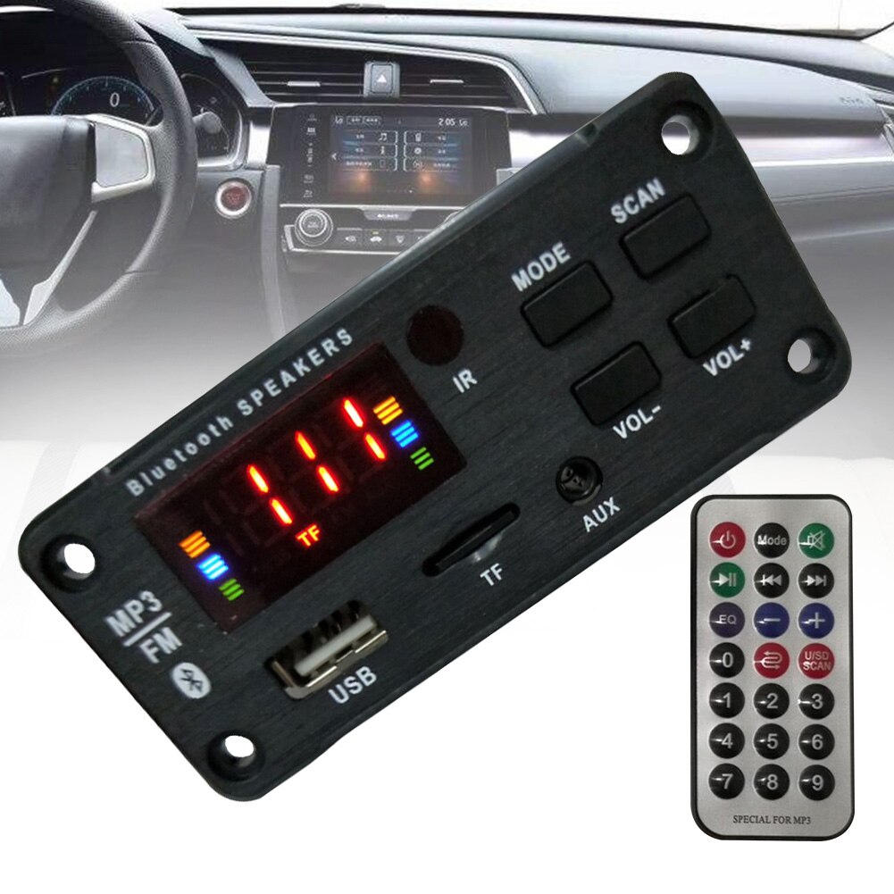 Altavoz Bluetooth para coche, accesorios para vehículo, módulo electrónico de Audio, portátil, BT 5,0, placa decodificadora de MP3, mando a distancia, Radio FM