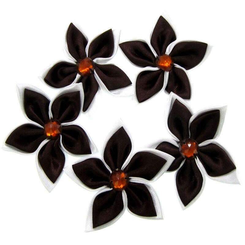 20 Stücke Satin- Blumen Strass Sternförmigen 2 Schichten Applikationen Nähen Haar Bogen Zubehör Handwerk Dekorationen 5,0 cm: Muster 13