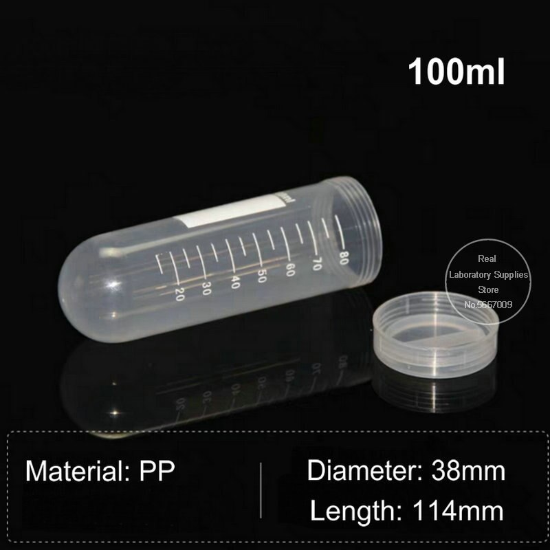 12pcs/lot 100ml plastic centrifuge tube with scale line sample tube with screw cover cap use in PCR analysis