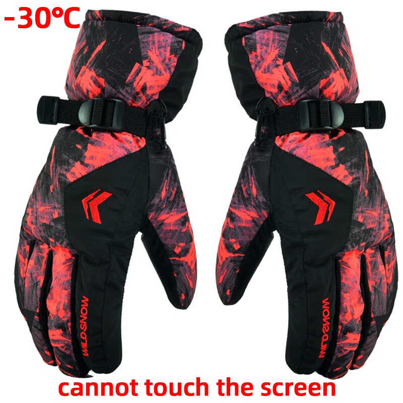 Guantes de esquí para hombre, manoplas de lana para Snowboard, Motociclismo de invierno, resistentes al viento, impermeables, Unisex, con pantalla táctil