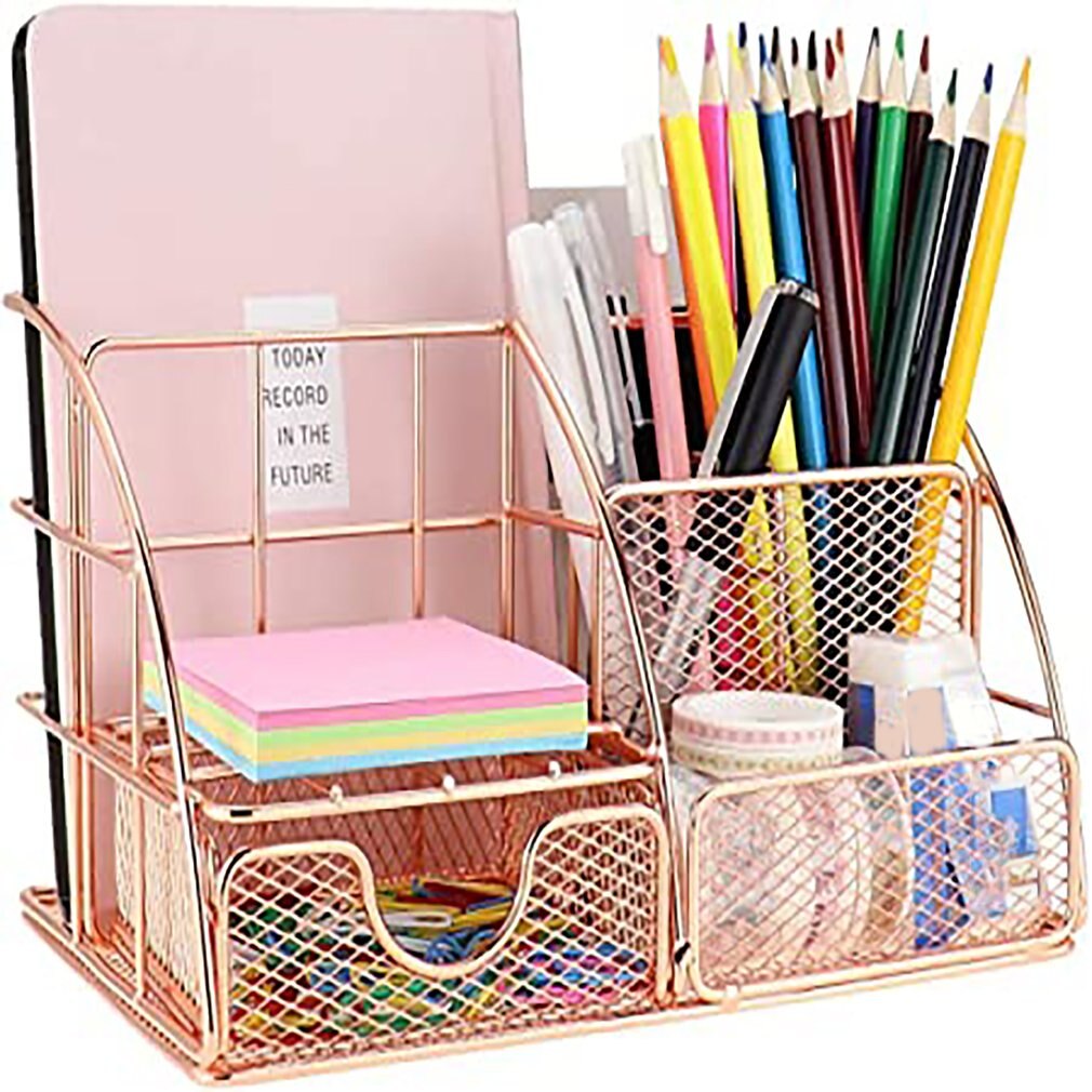 Desk Organiser Metal Office Organiser Storage Rack Shelf Office Table Decoration Rack Home Office Storage Organisation