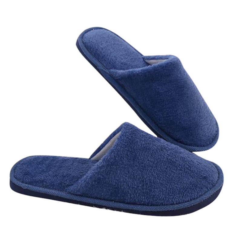 Kengät tohvelit naisten miehet koti pörröinen talo talvi lämpimät tossut pehmeät lenkkarit sisätiloissa makuuhuone pantuflas zapatos: Laivastonsininen  (42-43)