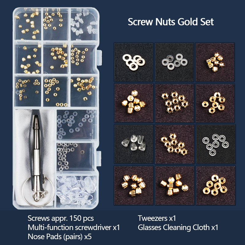 Colour_max skruvar muttrar näsdyna optiskt reparationsverktyg diverse kit för solglasögon