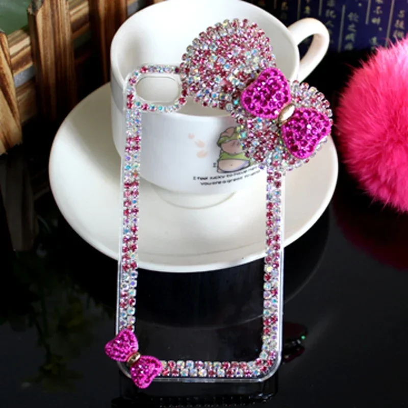 Luxury 3D Bow-knot Diamond Case for iPhone 16 15 14 13 12 11 Pro Max XR 6 7 8 Plus Rose Bling Rhinestone Phone Cases Cover coque