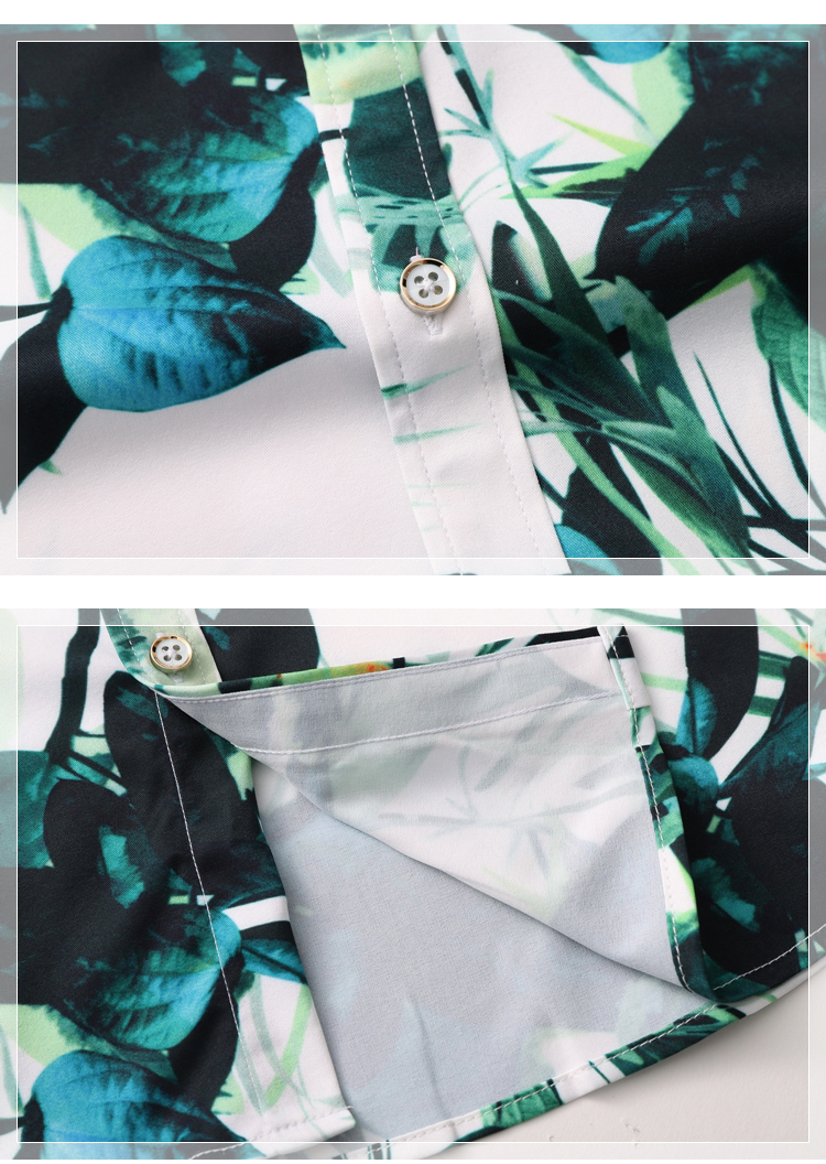 Chemise hawaïenne à fleurs vertes pour homme, Blouse manches courtes, style décontracté, pour la plage, à la , grande taille