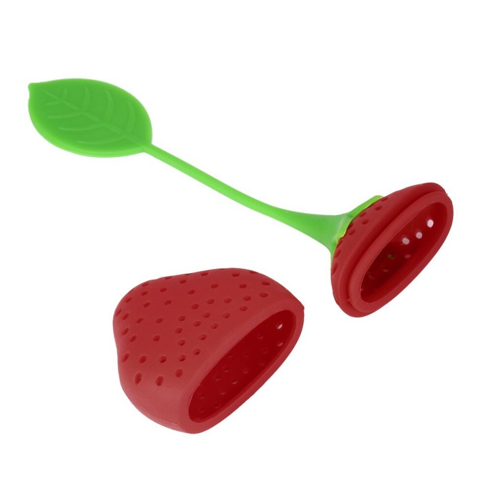 Mooie Herbruikbare Foof Veilig Siliconen Rode Aardbei Vorm Thee Blad Tas Houder Thee Koffie Punch Filter Thee-ei