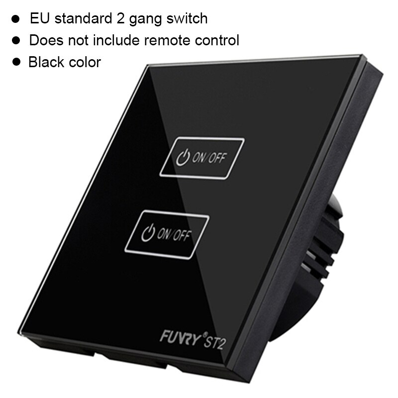 EU standard Touch Switch Light Control Sensor Switch Luxury Wall Switch Panel ST2 2 Gang 170-240V Crystal Tempered Glass: Gold