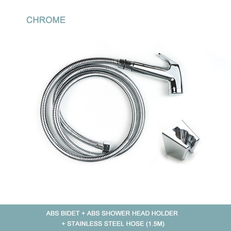 Pulvérisateur de Bidet mural pour toilettes, salle de bain en ABS, ensemble de pulvérisation à main, Douche autonettoyante, pomme de Douche avec tuyau: Chrome Set SS Hose
