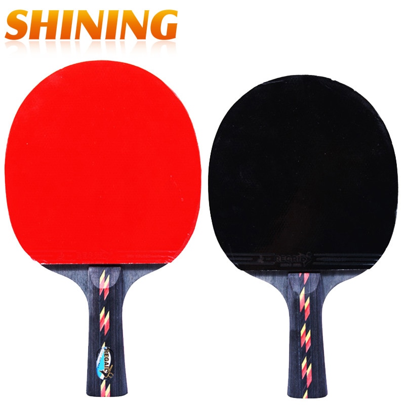 Penhold Korte Handvat Lange Steel Shake Hand Grip Tafeltennis Racket Ping Pong Paddle Puistjes In Rubber Ping Pong racket Pouch