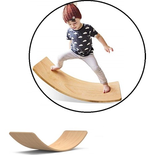Yoga trä balansbräda barn vuxen sportbräda balansbräda 50 x27cm plywood plattform