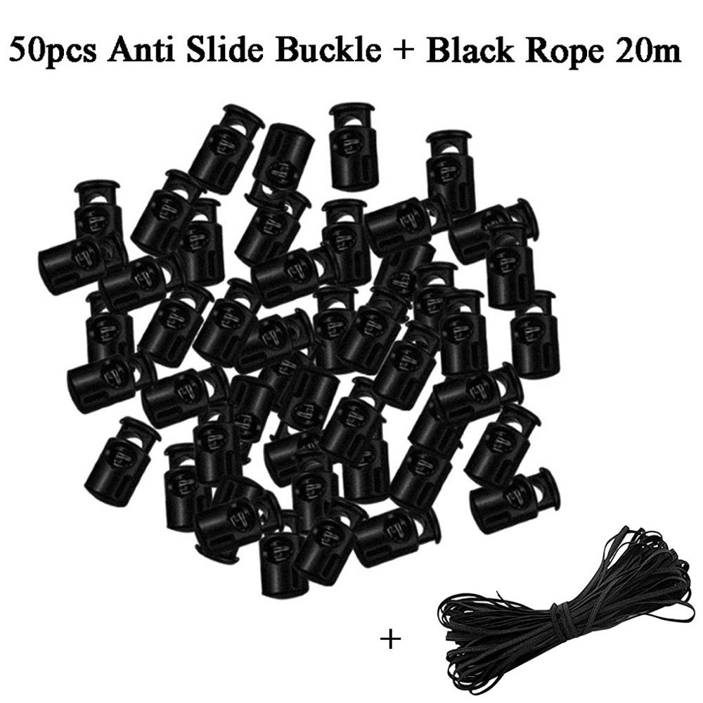 50 Pcs Plastic Cord Locks With 20Meter Elastic Band End Spring Toggle Stopper Single Hole String Cord Lock For Mask 5FM
