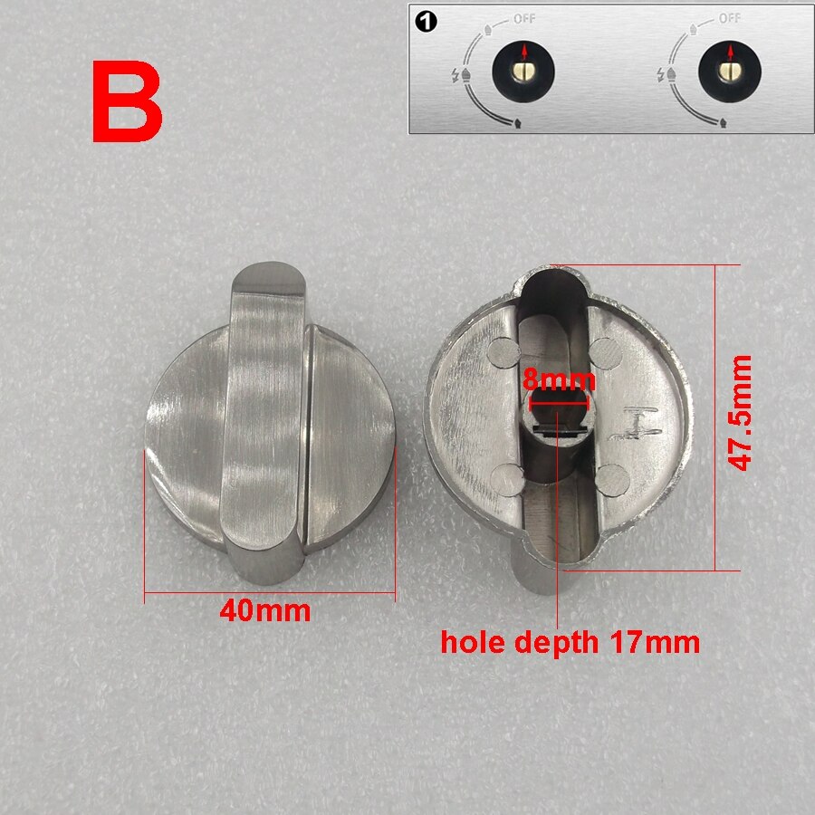 Bouton de poêle intégré, interrupteur de cuisinière à gaz, accessoires de cuisinière à gaz, bouton en métal, 4 pièces 8mm: B