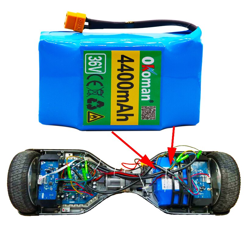 Okoman 36V 4.4Ah 4400 mAh high drain 2 wheels, Electric scooter balancing 18650 lithium battery pack for self-balancing fit