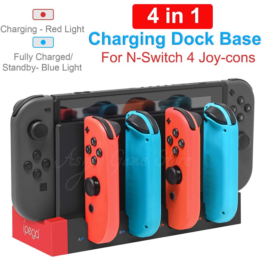 4 In 1 Nintend Schakelaar Joycon Charger Opladen Dock Base Docking Station Led Indicator Voor Nintendo Switch Nintendoswitch Vreugde Con