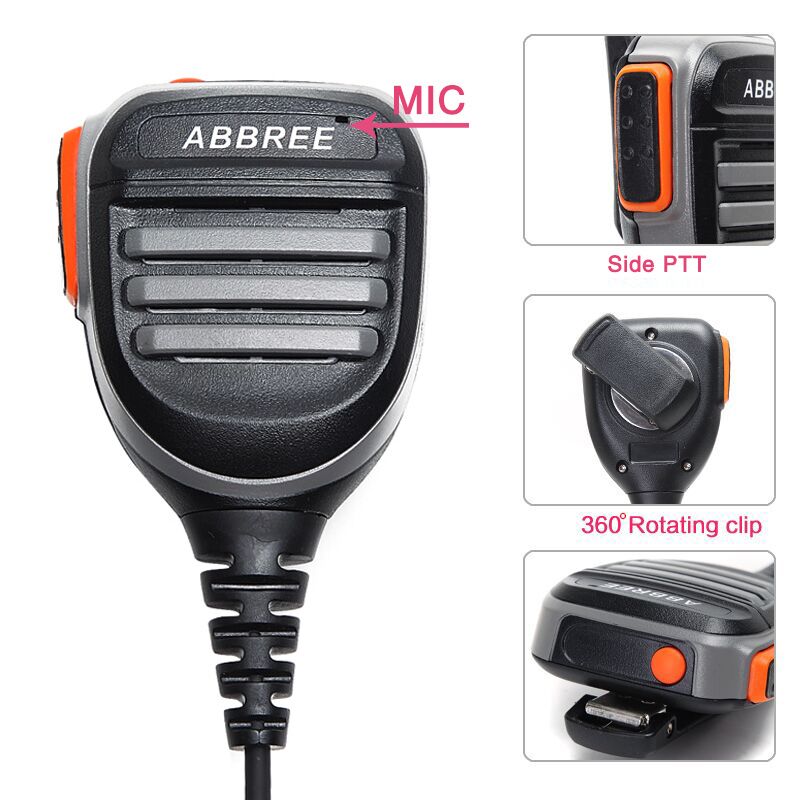 ABBREE Rainproof Speaker Mic Microphone for baofeng DMR Digital Walkie Talkie DM-1701 DM-860 portable Radio