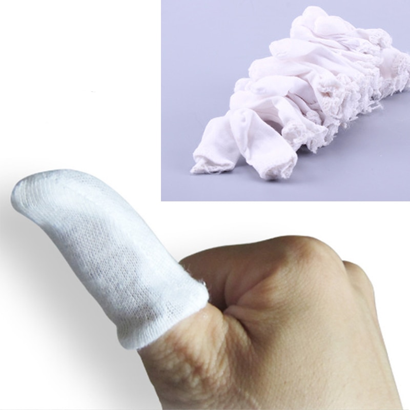 100Pcs Cotton Finger Guards Cots Avoid Protection Prints Clean Polish Craft Tool White Only Finger Protection Finger Cots