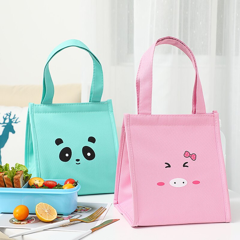 Brivilas cute ping lunch bag cartoon animal velcro cooler bags portable waterproof picnic food thermal box funny kids