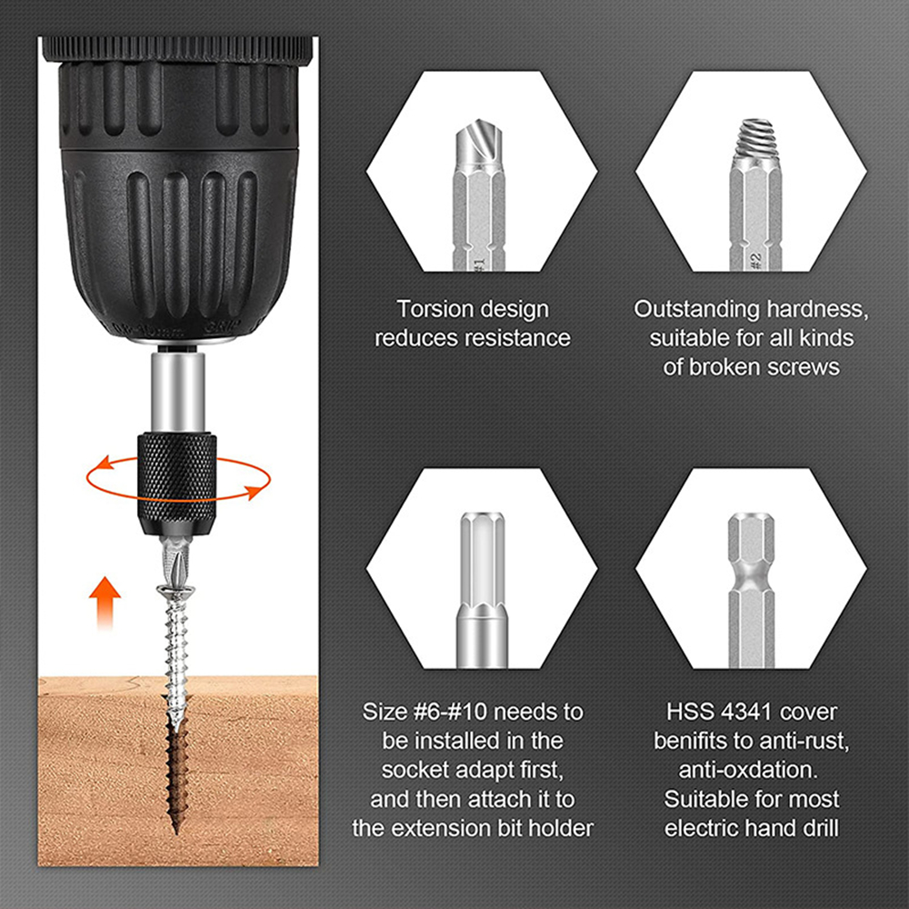 22/33Pcs Damaged Screw Extractor Drill Bit Extractor Drill Set Speed Take Out Broken Screw Bolt Extractor Bolt Stud Remover Tool