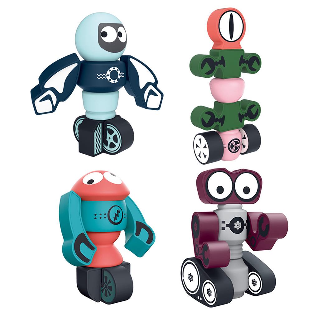 Magnetiske robotter børn magnetiske blokke sæt stabling robotter legetøj pædagogisk legesæt til drenge piger: Blomme