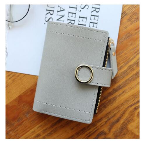 Portefeuille court femme de boucle pu cuir carte de crédit sac petite femme multi-carte offre spéciale pochette portefeuille: Gris clair