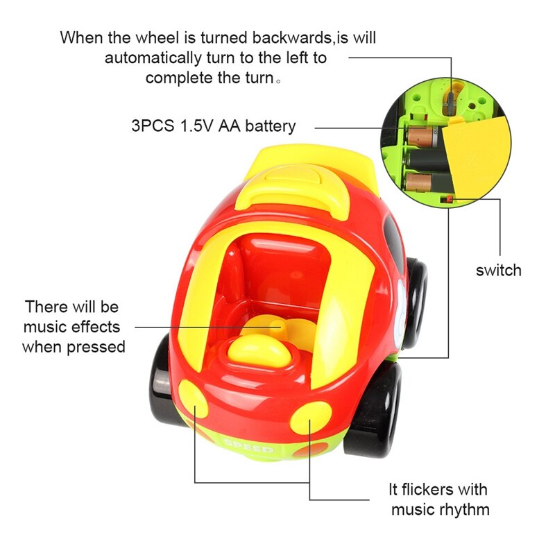 Cartone animato di Controllo Remoto Auto Da Corsa, con Pulsante di Musica e Fari A LED, Driver di Bambola, Sicuro e Durevole, radio di Controllo del Giocattolo per il Bambino