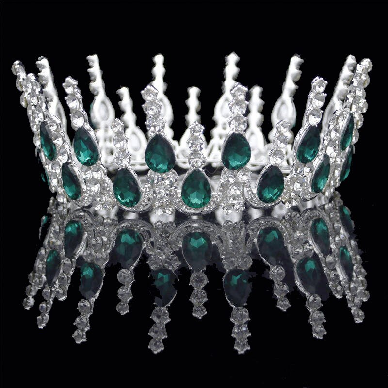 Wedding Tiara Crown - Round Rhinestone Bridal Headpiece - Gold & Silver Plated Zinc Alloy