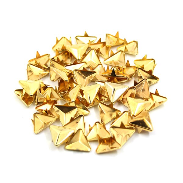 100Pcs 12/16Mm Spikes Claw Klinknagels Voor Kleding Sliver/Goud/Zwart/Brons Punk Spikes en Studs Diy Leathercrafts Punk Accessoires: Gold / 12MM 100Pcs