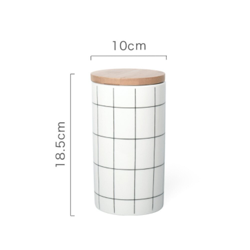 Nordic round heat-resistant ceramic sealed tank large storage tank storage tank three-piece cover storage suit storage bottle: L
