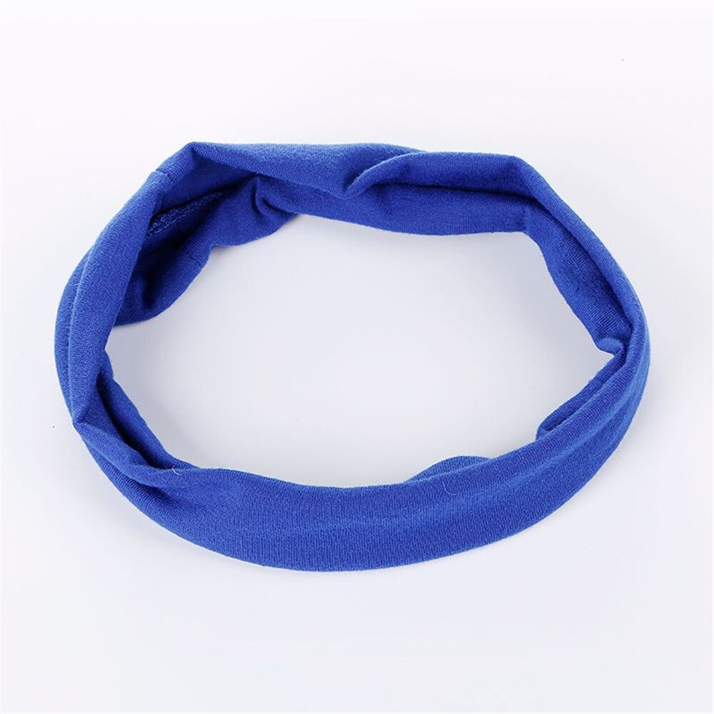 1 pc Sweat Absorb Soft Wide Cotton Elastic Headband Running Yoga Stretch Hairbands Women Girls Colorful Sports Headband: Blue
