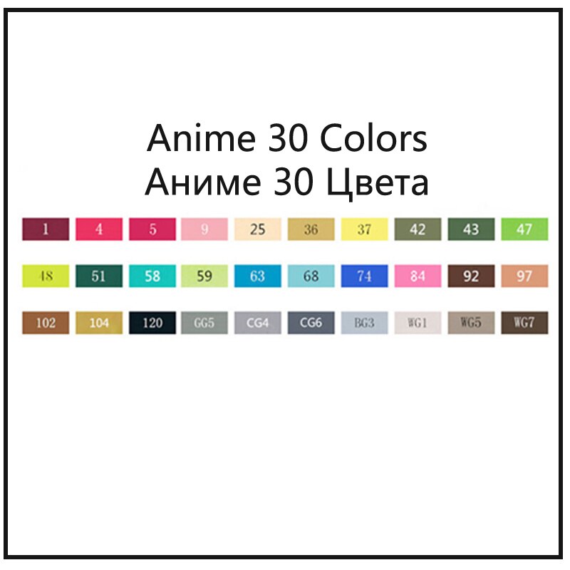 TOUCHNEW Alcohol Gebaseerd Markers Set Twin Glad Inkt Kleur Sketch Marker Pennen Finecolour Tekening Brush Pen Dessin Feutre Alcool: Anime-30
