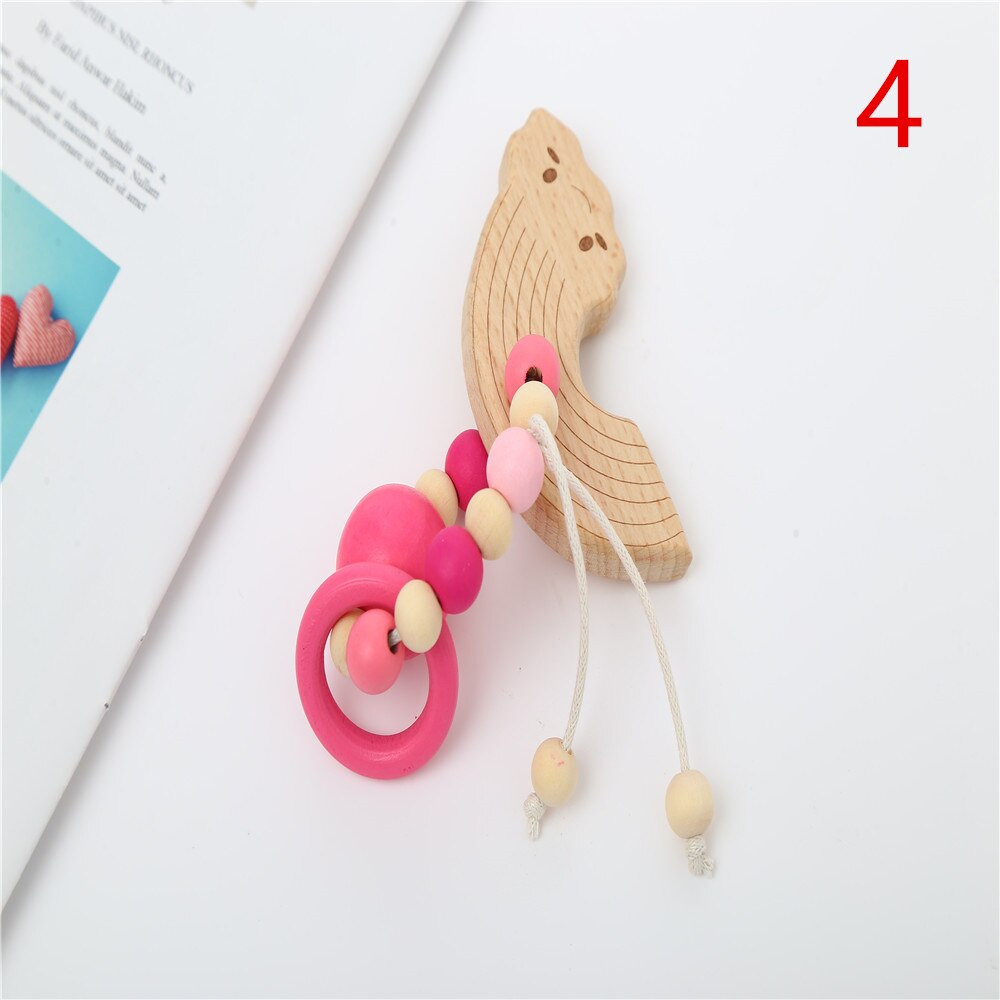 1Pc Hout Armband Dier Vormige Baby Organische Houten Siliconen Kralen Baby Molaire Speelgoed Voor Kids: 4