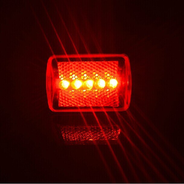 Vandtæt cykel cykel 5 led bageste baglygte lampe pære rød tilbage cykling sikkerhedsadvarsel blinkende lys reflektortilbehør: Default Title