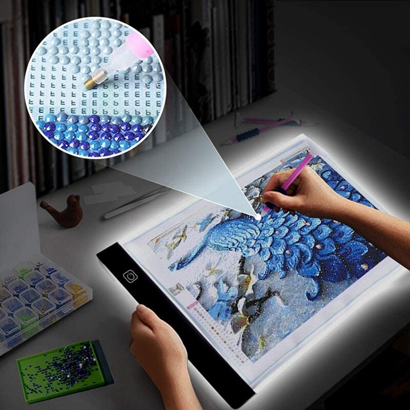 Diamond Painting A4 Kit Diamond Art Light Board With 5D Painting Tools Kit Supplies Includes Light Pens Stand Pad Board LED Pads