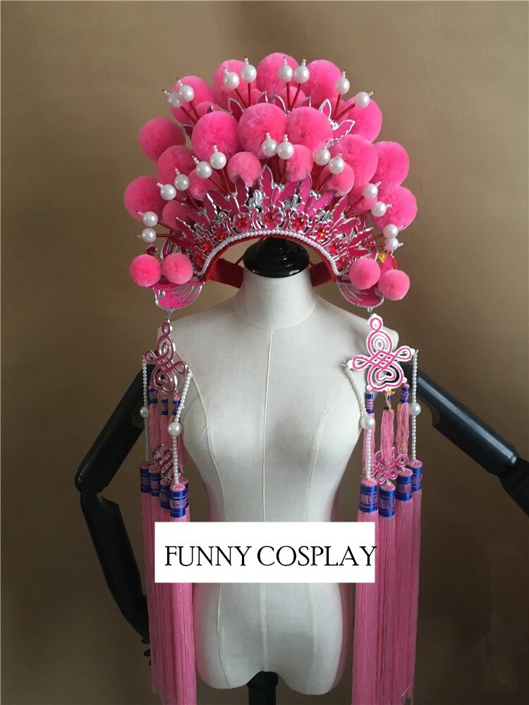 Gorros con pompón de 13 colores para adultos, sombrero de Drama chino con Bobbles, tocado de Festival, divertida de Halloween, gorro con borlas: 10