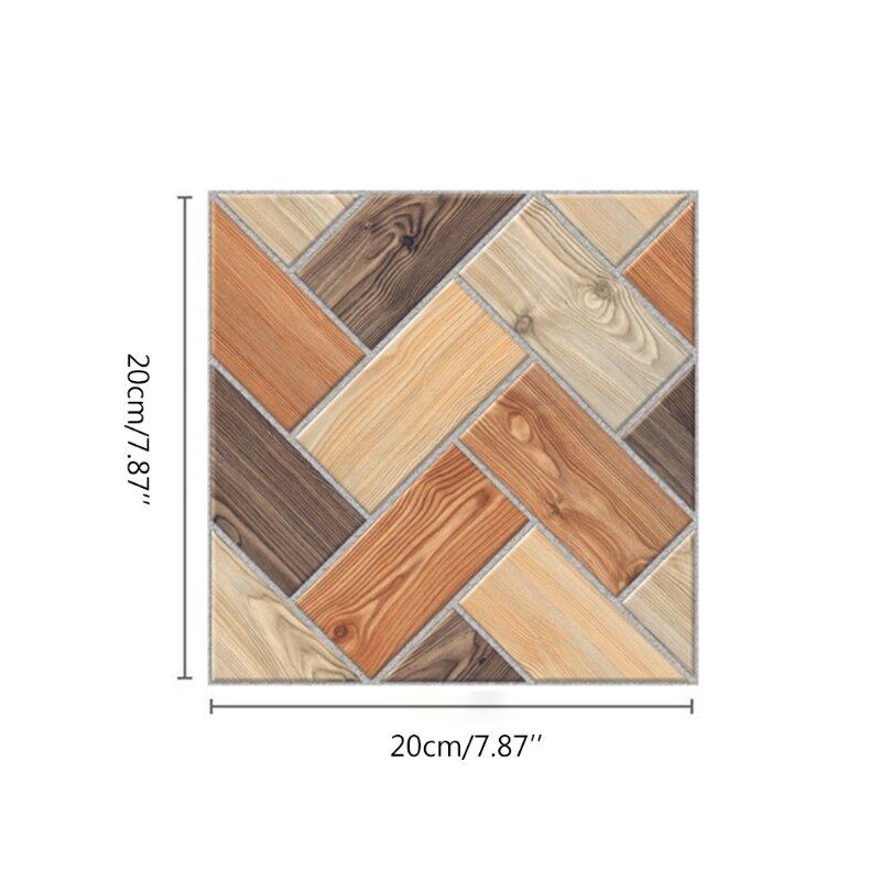 20pcs Imitation Wood Grain Tile Floor Wall Stickers DIY Self Adhesive Bathroom