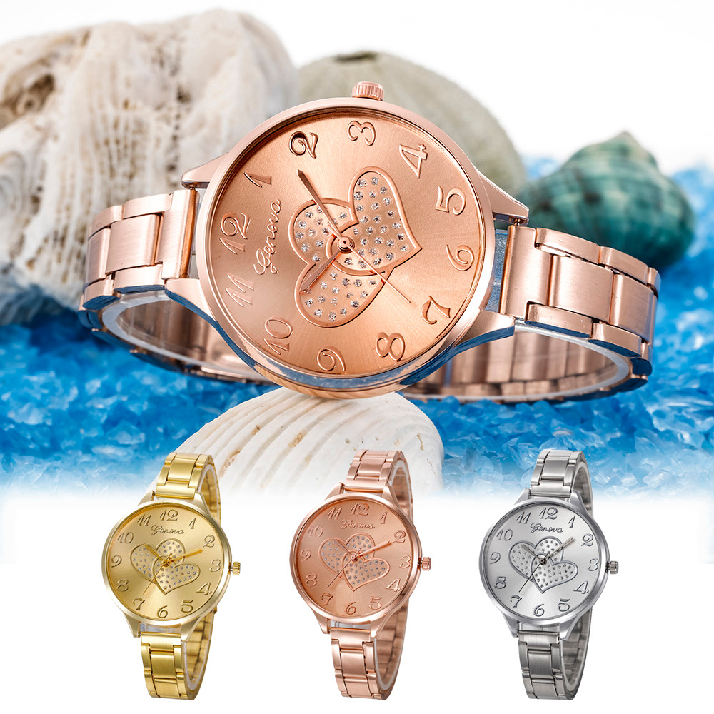 Vrouwen Goud/Zilver/Rose Horloges Leisure Klok Vrouwen Quartz Luxe Casual Vrouwelijke Quartz Horloge Horloges