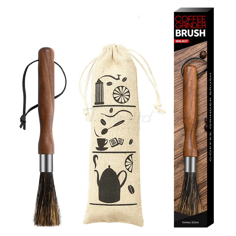 Coffee Grinder Cleaning Brush With Natural Bristles Lanyard Coffee Machine Brush Cleaner Tool For Barista Home Kitchen WF922