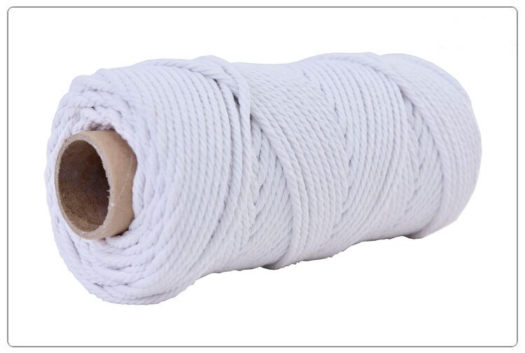 4mm 100%  bomuldssnor farverig reb ledning beige snoet håndværk macrame snor gør-det-selv bryllup hjem tekstil dekorative forsyning 100m: Hvid