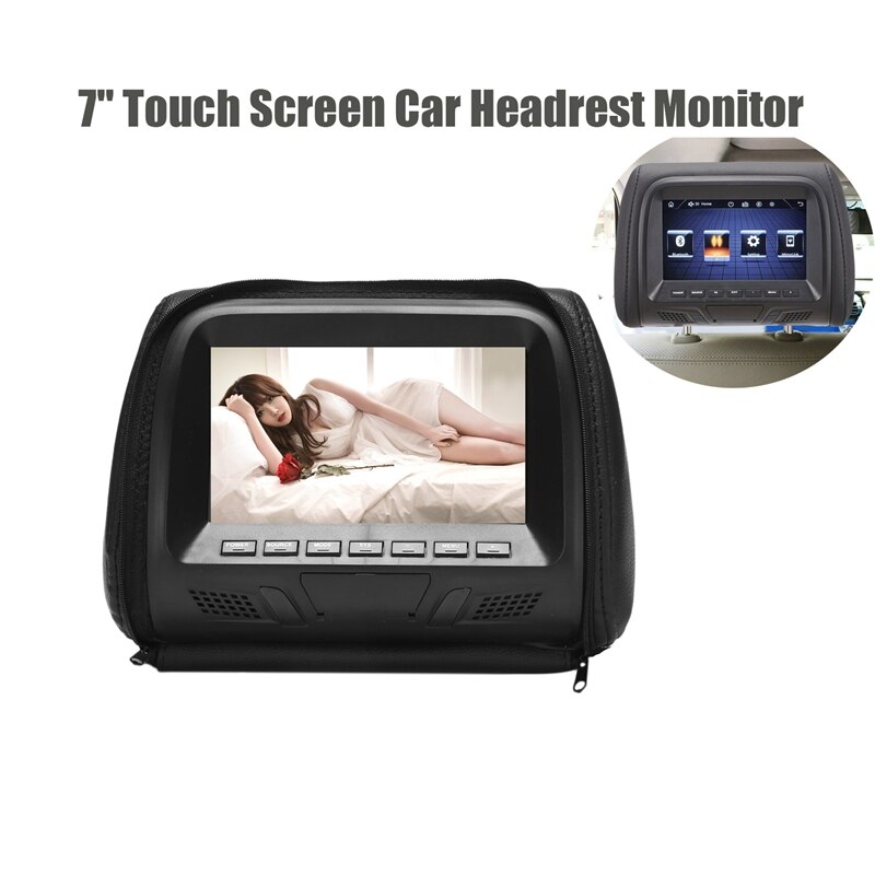 7 inch Touch Screen Car Headrest Monitor with Zipper MP5 Player Pillow Monitor Support Video Sync/ Mirror Link