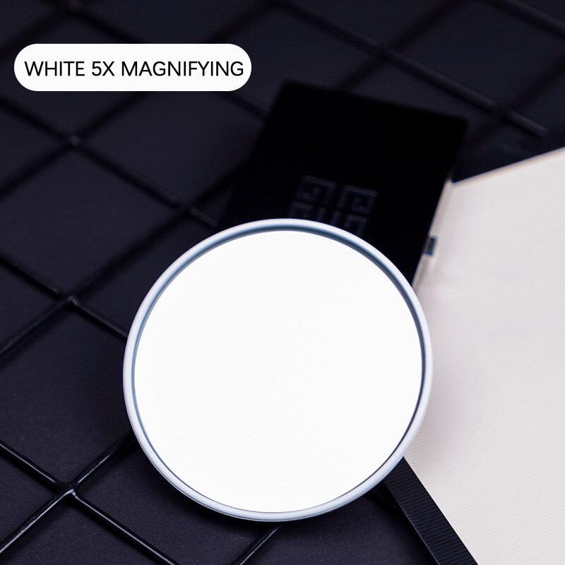 Magnifying mirror makeup mirror mini pocket mirror fill light mirror net red mirror portable 5X magnification compact mirror: white