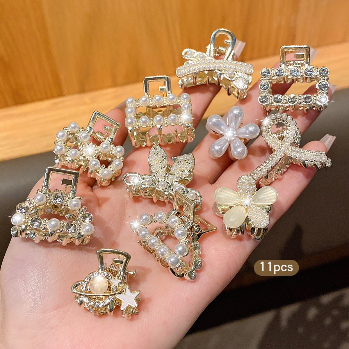 10 legering strass haarclips, modieuze kleine haaraccessoires: Sky Blue