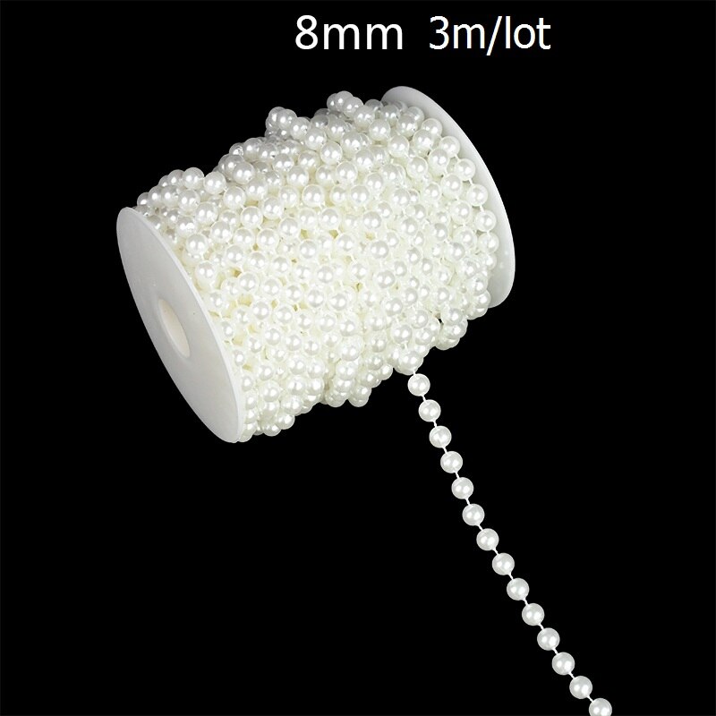 3M 4-10mm Garment Beads Chain Artificial Pearl String Line Handmade Accessories for DIY Wedding Decoration Imitation Pearl Beads: B04-8mm
