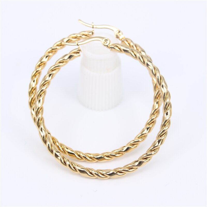 Big Smooth Circle Hoop Earrings for Women 40-45mm Stainless Steel Round Statement Earrings Party Girl Jewelry LH799: Diameter 45MM