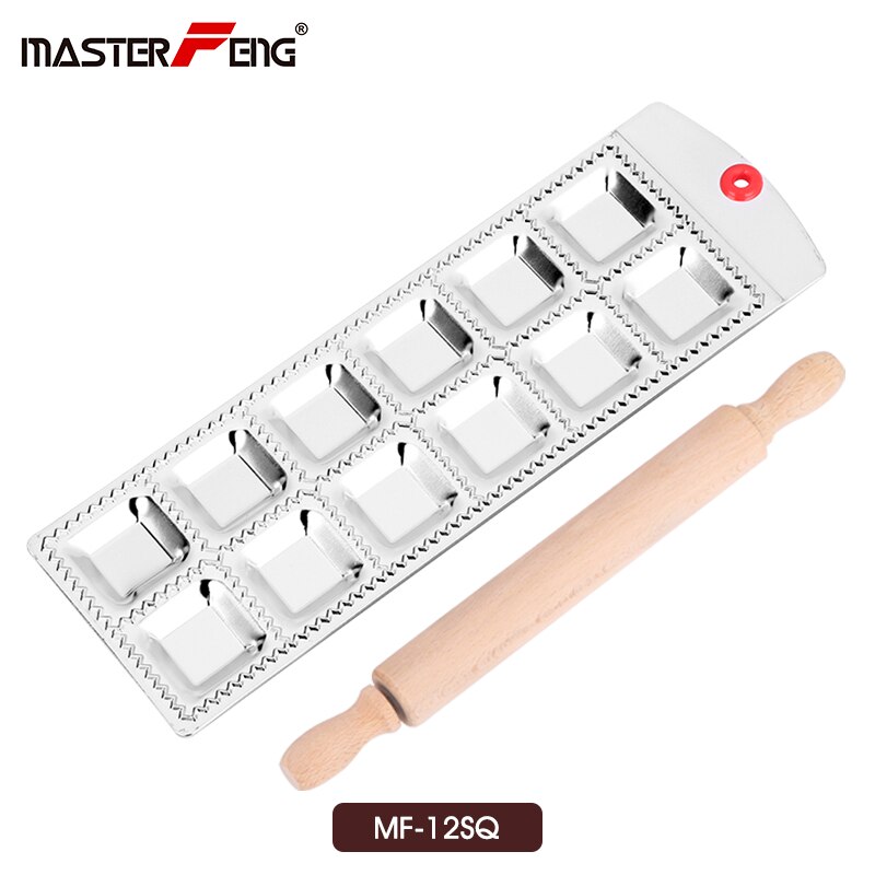 12 otworów okrągły zestaw tac robić formowania Ravioli z wałek drewniany nóż robić makaronu ciasto Ravioli producent kluska: MF-12SQ