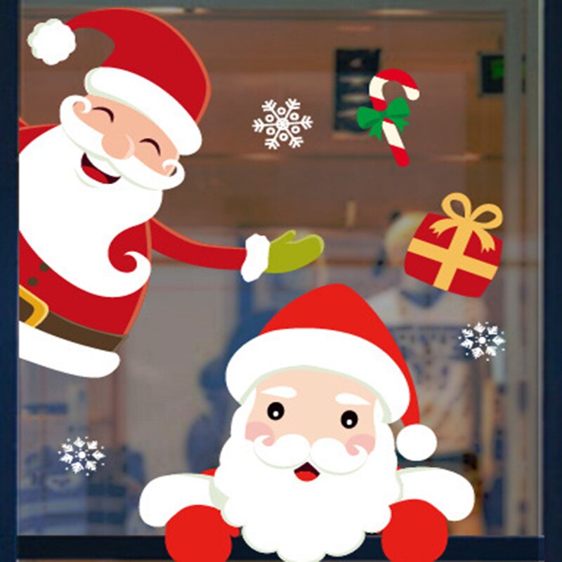 Christmas Stickers Decorations Paste Glass Electrostatic Stickers Christmas Decoration Year Decorations Christmas Wall Art