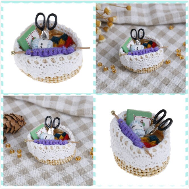 1:12 Doll Pretend Toy Mini Wool Knitting Tool For Families Collectible Dollhouse Miniature