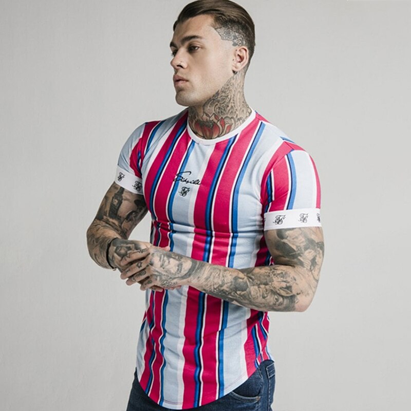 Camiseta SikSilk de seda para hombre, camiseta de seda con cuello redondo, divertidas camisetas cortas para hombre, camisetas Sik Silk: 2 / XXL